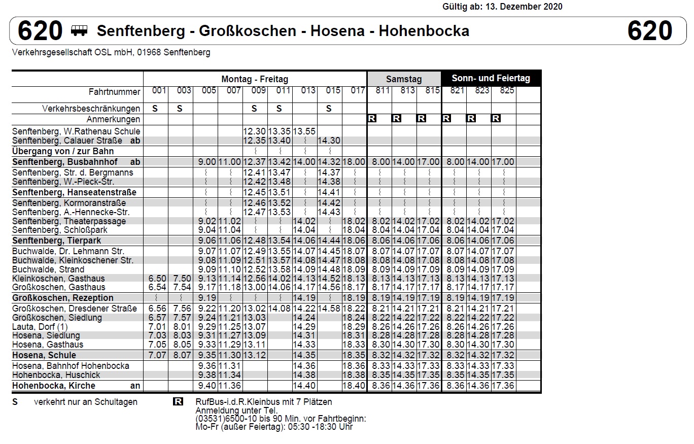Bike Stadl Busfahrplan Senftenberg Großkoschen