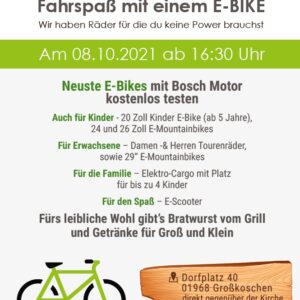 E-Bike Test-Abend am 08.10.2021 E-Bike Test-Abend am 08.10.2021